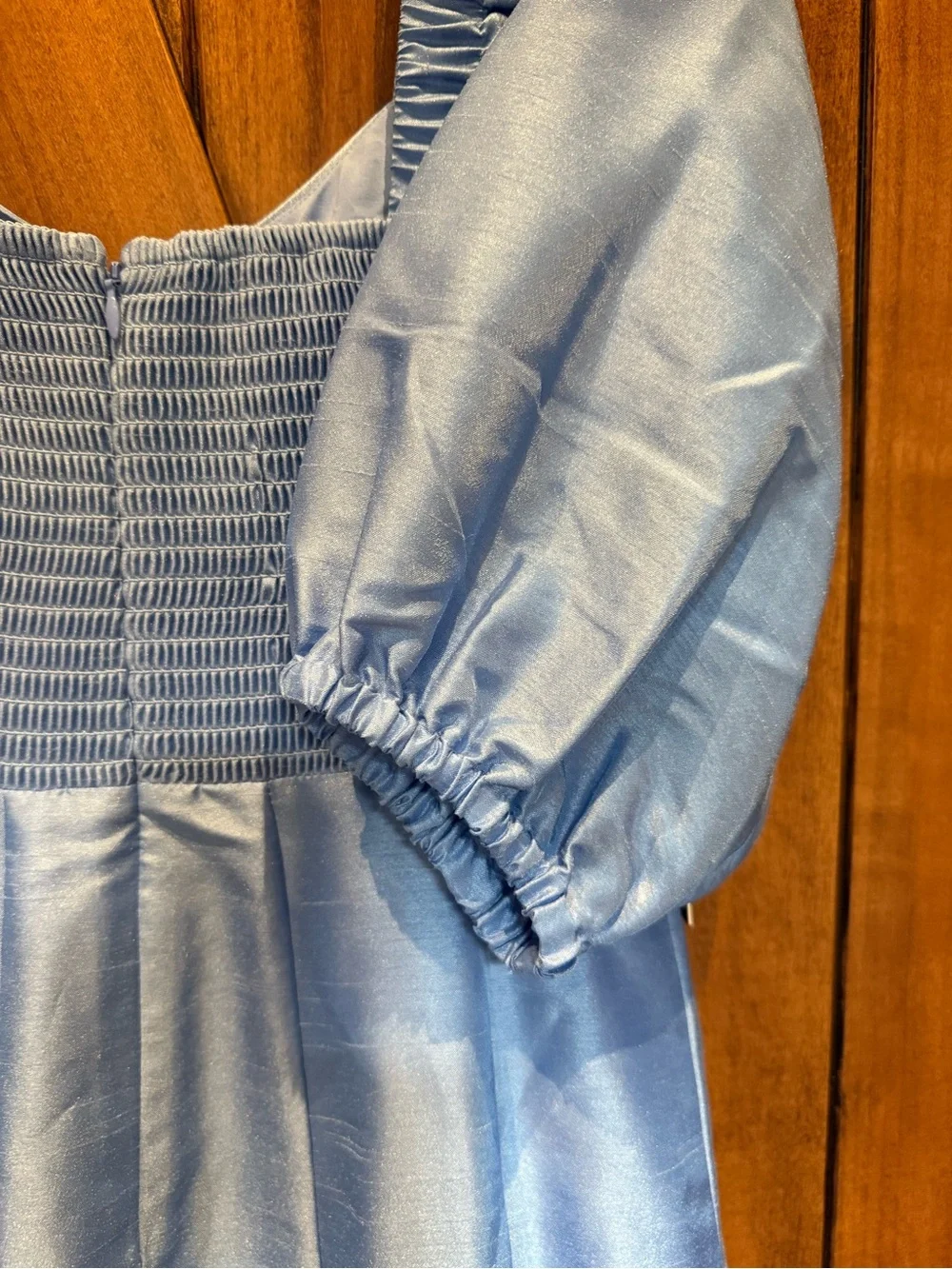 Anthropologie NWT Light Blue Twist Front Puff Sleeve Ruffle Hem Dress XSP